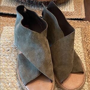 Born Olive Green Suede Crisscross Open-Toe Sandals